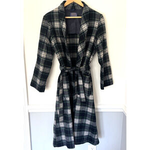 Vintage Pendleton Women's Wool Robe Campbell Tartan Green Large USA Made